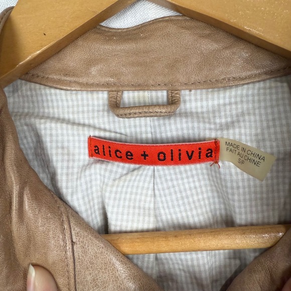 Alice + Olivia Tan Leather Jacket - Picture 2 of 7